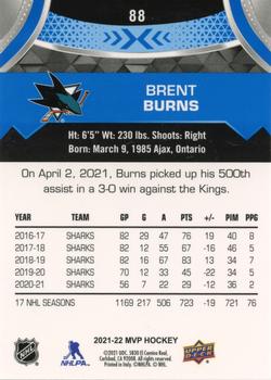 2021-22 Upper Deck MVP - Blue #88 Brent Burns Back