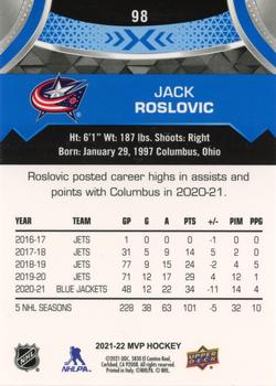 2021-22 Upper Deck MVP - Blue #98 Jack Roslovic Back