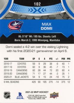 2021-22 Upper Deck MVP - Blue #102 Max Domi Back