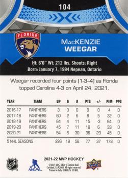 2021-22 Upper Deck MVP - Blue #104 MacKenzie Weegar Back