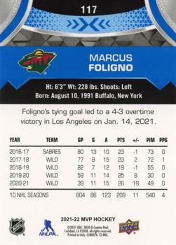 2021-22 Upper Deck MVP - Blue #117 Marcus Foligno Back