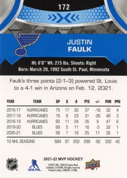 2021-22 Upper Deck MVP - Blue #172 Justin Faulk Back