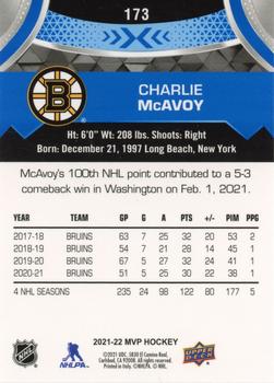 2021-22 Upper Deck MVP - Blue #173 Charlie McAvoy Back