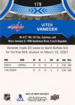 2021-22 Upper Deck MVP - Blue #179 Vitek Vanecek Back