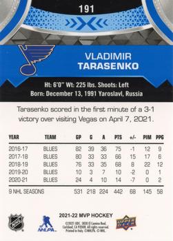 2021-22 Upper Deck MVP - Blue #191 Vladimir Tarasenko Back