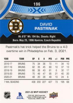 2021-22 Upper Deck MVP - Blue #196 David Pastrnak Back