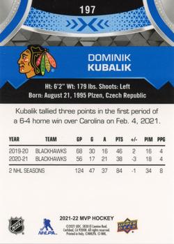 2021-22 Upper Deck MVP - Blue #197 Dominik Kubalik Back