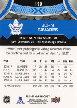 2021-22 Upper Deck MVP - Blue #199 John Tavares Back
