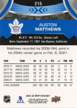 2021-22 Upper Deck MVP - Blue #215 Auston Matthews Back