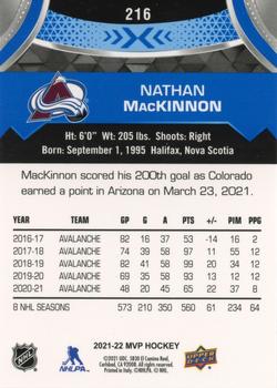 2021-22 Upper Deck MVP - Blue #216 Nathan MacKinnon Back