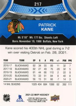 2021-22 Upper Deck MVP - Blue #217 Patrick Kane Back