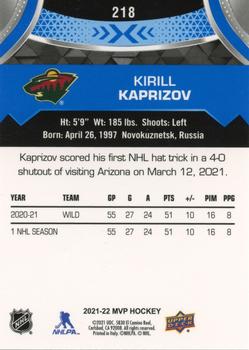 2021-22 Upper Deck MVP - Blue #218 Kirill Kaprizov Back