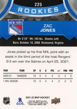 2021-22 Upper Deck MVP - Blue #225 Zac Jones Back
