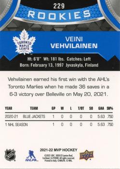 2021-22 Upper Deck MVP - Blue #229 Veini Vehvilainen Back