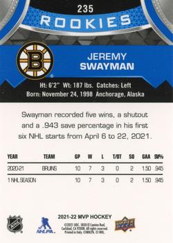 2021-22 Upper Deck MVP - Blue #235 Jeremy Swayman Back