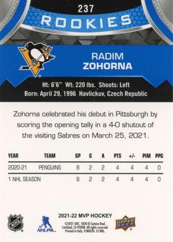 2021-22 Upper Deck MVP - Blue #237 Radim Zohorna Back
