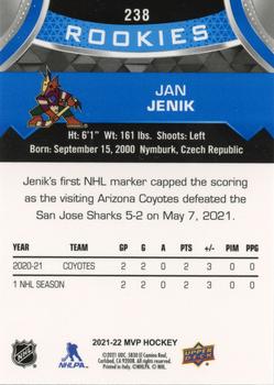 2021-22 Upper Deck MVP - Blue #238 Jan Jenik Back