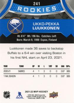 2021-22 Upper Deck MVP - Blue #241 Ukko-Pekka Luukkonen Back
