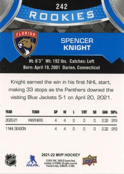 2021-22 Upper Deck MVP - Blue #242 Spencer Knight Back
