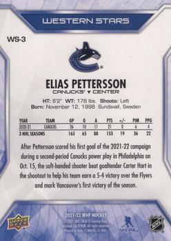 2021-22 Upper Deck MVP - Western Stars #WS-3 Elias Pettersson Back