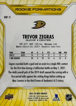 2021-22 Upper Deck MVP - Rookie Formations #RF-1 Trevor Zegras Back