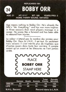 1991 Replicards Outstanding Player Reprints Bobby Orr Promo #1 Bobby Orr Back