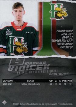 2021-22 Extreme Halifax Mooseheads (QMJHL) #3 Markus Vidicek Back