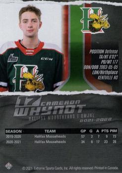 2021-22 Extreme Halifax Mooseheads (QMJHL) #10 Cameron Whynot Back