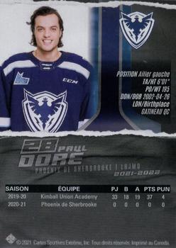 2021-22 Extreme Sherbrooke Phoenix (QMJHL) #15 Paul Dore Back