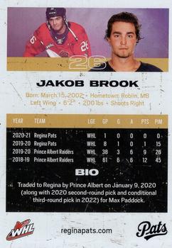 2021-22 Regina Pats (WHL) #11 Jakob Brook Back