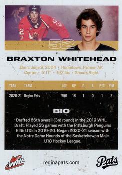 2021-22 Regina Pats (WHL) #21 Braxton Whitehead Back