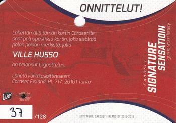 2015-16 Cardset Finland - Signature Sensations GWJ Series 1 Redemption #NNO Ville Husso Back