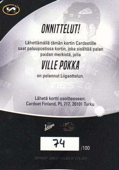 2016-17 Cardset Finland - Patch Series 1 Redemption #PATCH2 Ville Pokka Back