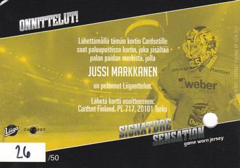 2016-17 Cardset Finland - Signature Sensations GWJ Series 2 Redemption #SC3 Jussi Markkanen Back