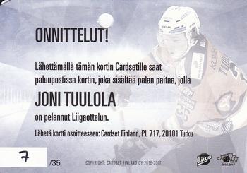 2016-17 Cardset Finland - Signature Champions Redemption #SC2 Joni Tuulola Back