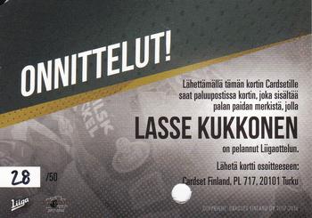 2017-18 Cardset Finland - Signature Sensation Game Worn Jersey Redemptions (Series Two) #NNO Lasse Kukkonen Back