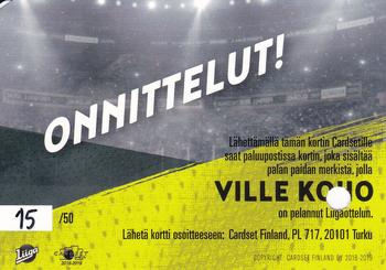 2018-19 Cardset Finland - Signature Sensation GWJ Series 1 Redemption #NNO Ville Koho Back