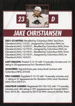 2021-22 Cleveland Monsters (AHL) #NNO Jake Christiansen Back