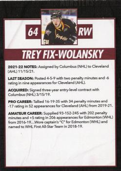 2021-22 Cleveland Monsters (AHL) #NNO Trey Fix-Wolansky Back