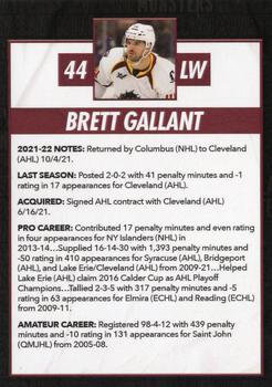2021-22 Cleveland Monsters (AHL) #NNO Brett Gallant Back