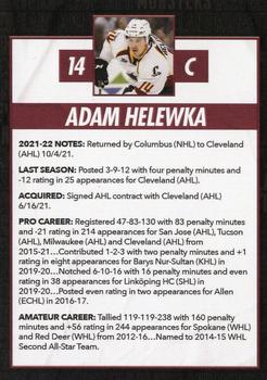2021-22 Cleveland Monsters (AHL) #NNO Adam Helewka Back