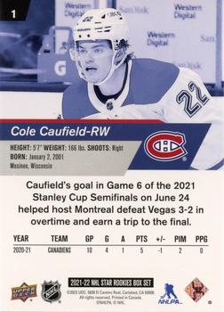 2021-22 Upper Deck NHL Star Rookies Box Set #1 Cole Caufield Back