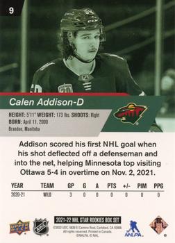 2021-22 Upper Deck NHL Star Rookies Box Set #9 Calen Addison Back