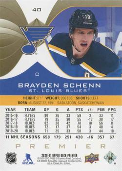 2020-21 Upper Deck Premier - Gold #40 Brayden Schenn Back