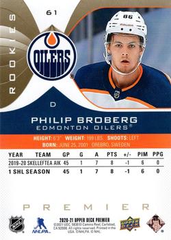 2020-21 Upper Deck Premier - Gold #61 Philip Broberg Back