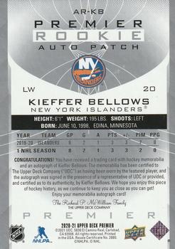 2020-21 Upper Deck Premier - Acetate Rookie Auto Patch #AR-KB Kieffer Bellows Back