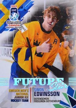2022 BY Cards IIHF World Junior Championship (Unlicensed) #13 Simon Edvinsson Front