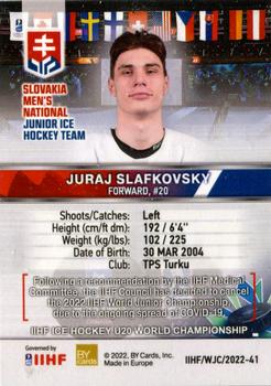 2022 BY Cards IIHF World Junior Championship (Unlicensed) #41 Juraj Slafkovsky Back
