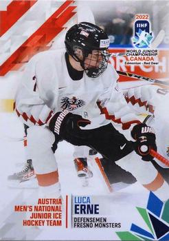 2022 BY Cards IIHF World Junior Championship (Unlicensed) #124 Luca Erne Front