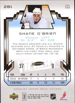2006-07 Upper Deck - 2006-07 Upper Deck Victory Update #281 Shane O'Brien Back